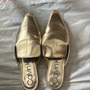 Calvin Klein Metallic Gold Mules